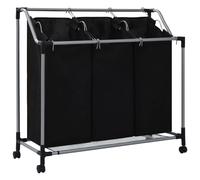 vidaXL Trieuse à linge avec 3 sacs Noir Acier