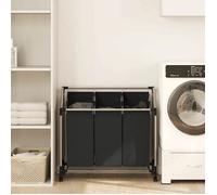 vidaXL Trieuse à linge avec 3 sacs Noir Acier