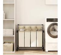 vidaXL Trieuse à linge avec 4 sacs Crème Acier