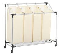 vidaXL Trieuse à linge avec 4 sacs Crème Acier