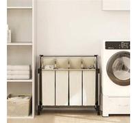 vidaXL Trieuse à linge avec 4 sacs Crème Acier Beige G
