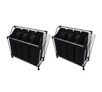 vidaXL Trieuses à linge avec sacs 2 pcs Noir et Gris