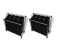vidaXL Trieuses à linge avec sacs 2 pcs Noir et Gris Noir G
