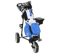 vidaXL Trolley de Golf avec Siège Noir et Blanc 100 x 60 x 130 cm Fer, Chariot de Golf, Chariot Portable, Accessoires compacts, Transport Pratique, facilité à Pousser