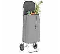 vidaXL Chariot de courses pliable - Trolley de shopping - Gris - Tissu Oxford - 35 x 28 x 92 cm