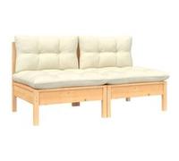 Vidaxl Canapé 2 Places De Jardin Et Coussins Crème Bois De Pin Solide