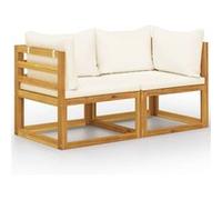 Vidaxl Banc De Jardin À 2 Places Avec Coussins Blanc Crème Blanc