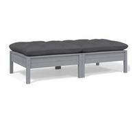Vidaxl Canapé 2 Places De Jardin Et Coussins Gris Bois De Pin Solide Multicolore