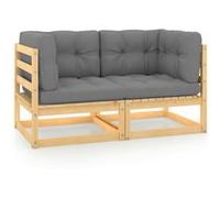 Tuinbank 2-zits met kussens massief grenenhout805730