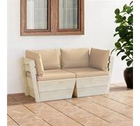 Vidaxl Canapé Palette À 2 Places De Jardin Avec Coussins Bois D'épicéa