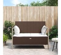 vidaXL Tuinbank 2-zits met kussens poly rattan bruin364113 Marron G