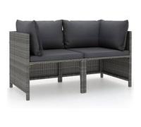 Vidaxl Canapé De Jardin À 2 Places Avec Coussins Gris Résine Tressée Gris