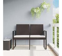 vidaXL Tuinbank 2-zits met kussens polypropeen rattan bruin360210 Marron G