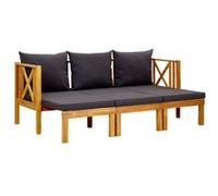 Vidaxl Banc De Jardin 3 Places Et Coussins 179 Cm Bois D'acacia Massif