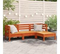 Vidaxl Canapé De Jardin 3 Places Repose-Pied Cire Marron Bois Massif