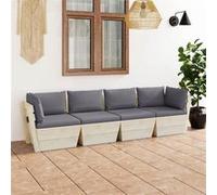 vidaXL Tuinbank 4-zits met kussens pallet vurenhout3063444 G