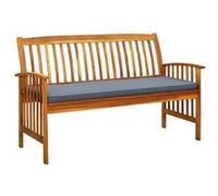 Bois d'Acacia Massif Banc de Jardin avec Coussin 147 cm Terrasse Patio vidaXL
