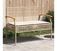 Banc de Jardin avec Coussin, Siège de Patio, Chaise de Terrasse, Meuble de Parc Arrière-cour Balcon Extérieur, Beige Résine Tressée et Acacia