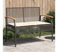 vidaXL Tuinbank met kussen poly rattan en acaciahout zwart366255 Noir G