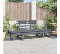 Vidaxl Banc De Jardin Avec Coussins 2-En-1 190 Cm Gris Bois D'acacia Gris