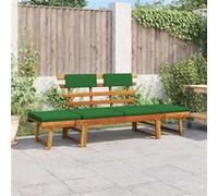 vidaXL Banc de jardin 2-en-1 190 cm avec coussins, Bois solide d'acacia