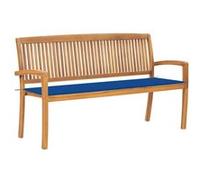 Tuinbank stapelbaar met kussen 159 cm massief teakhout3063316