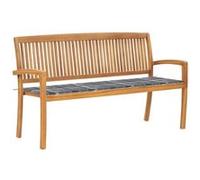 vidaXL Tuinbank stapelbaar met kussen 159 cm massief teakhout3063320 bois de teck G