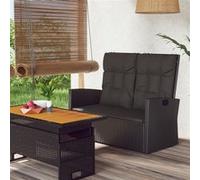 Banc De Jardin Inclinable Et Coussins Noir 118cm Résine Tressée