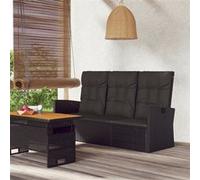 Banc De Jardin Inclinable Et Coussins Noir 173cm Résine Tressée
