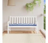 vidaXL Coussin de Banc de Jardin, Coussin de Siège, Coussin de Banc de Patio, Coussin de Meuble de Jardin d'Extérieur, Rayures Bleues/Blanches 150x50x7 cm