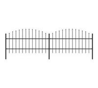Clôture De Jardin À Dessus En Lance Acier (0,75-1)X3,4 M Noir