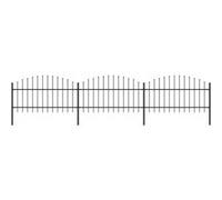 Clôture De Jardin À Dessus En Lance Acier (1-1,25)X5,1 M Noir