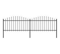 Clôture De Jardin À Dessus En Lance Acier (1,25-1,5)X3,4 M Noir