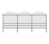 vidaXL Clôture de jardin à dessus en lance Acier 1,75-2 x 5,1 m Noir