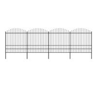 Clôture De Jardin À Dessus En Lance Acier (1,75-2)X6,8 M Noir