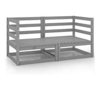 Vidaxl Canapés D'angle De Jardin 2 Pcs Gris Bois De Pin Massif Gris