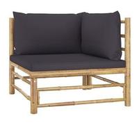 Vidaxl Canapé D'angle De Jardin Avec Coussins Gris Foncé Bambou Gris