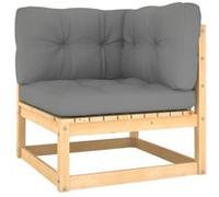 vidaXL Canapé d'angle de jardin avec coussins gris Bois de pin massif 805715