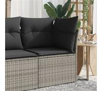 vidaXL Canapé d'angle de jardin avec coussins, dossier et housse, résine tressée gris