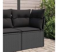 vidaXL Canapé d'angle de jardin avec coussins noir résine tressée 365962