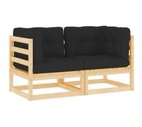 vidaXL Canapés d'angle de jardin 2pcs avec coussins Bois de pin massif 807289