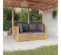 Canapés d'Angle de Jardin avec Coussins 2 pcs, Sièges avec Dossier, Meubles de Terrasse Patio Extérieur, Moderne, Bois de Teck Massif