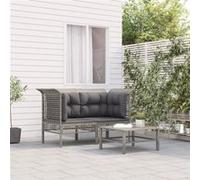 Vidaxl Canapés D'angle De Jardin Et Coussins 2 Pcs Gris Résine Tressée