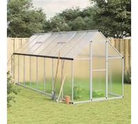vidaXL Serre en aluminium 445 x 169 x 195 cm avec cadre de base argenté