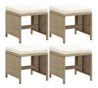 vidaXL Tuinkrukken 4 st met kussens poly rattan beige316779 Beige G
