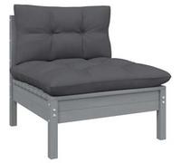 vidaXL Tuinmiddenbank met antracietkleurige kussens grenenhout grijs806636 G