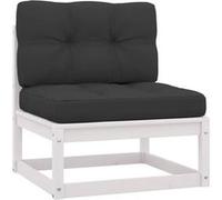Tuinmiddenbank met antracietkleurige kussens grenenhout wit805721