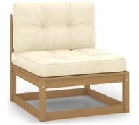 Vidaxl Canapé Central De Jardin Avec Coussins Crème Bois De Pin Massif