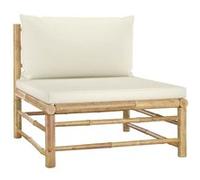 vidaXL Canapé de jardin Central en bambou 3 places Blanc cassé