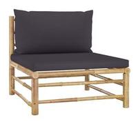 Tuinmiddenbank met donkergrijze kussens bamboe313154